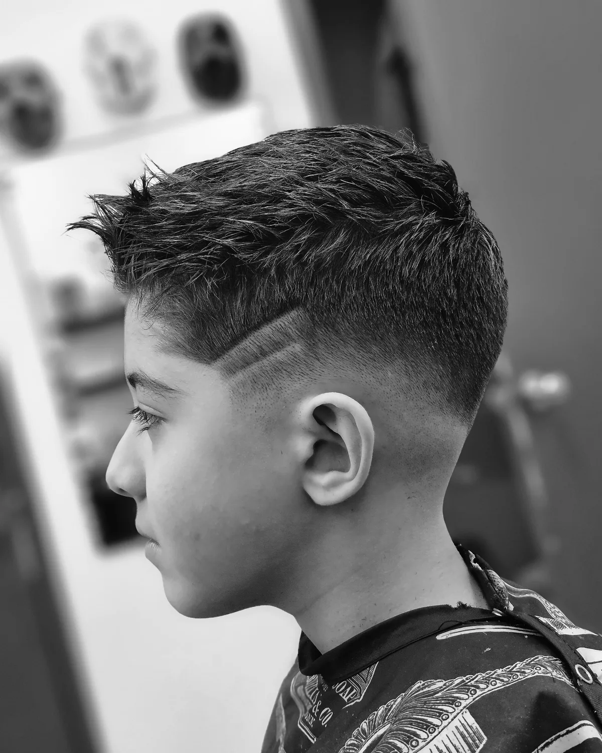 Men's fade haircut result at Willow Road Barber Shop in Guelph