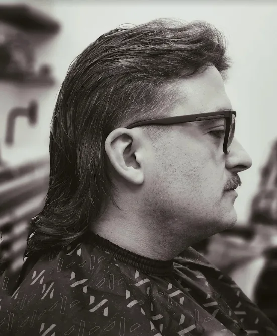 Men's mullet haircut at Willow Road Barber Shop in Guelph